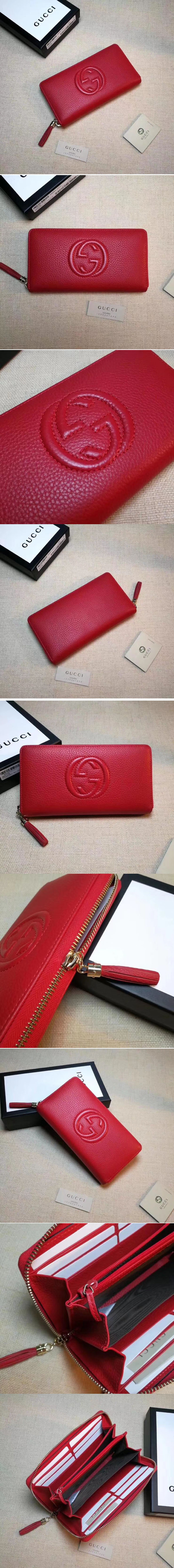 Replica Gucci 308004 Soho Original Leather Zip Around Wallets Red