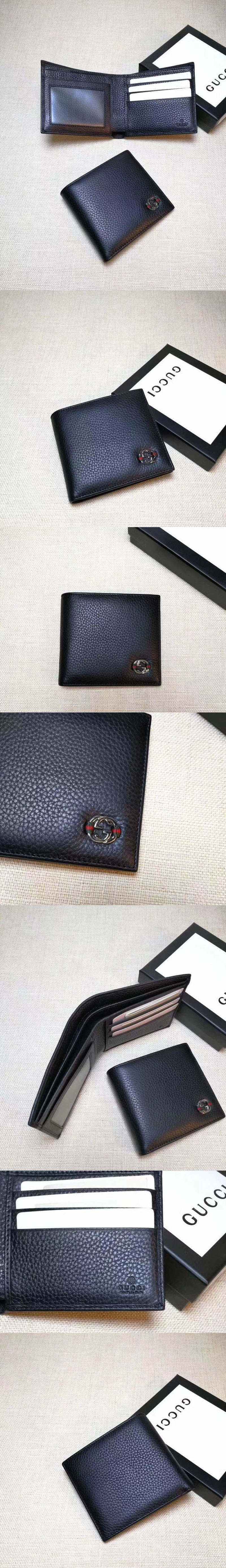 Replica Gucci 308798 Calfskin Leather Bi-fold Wallet Black