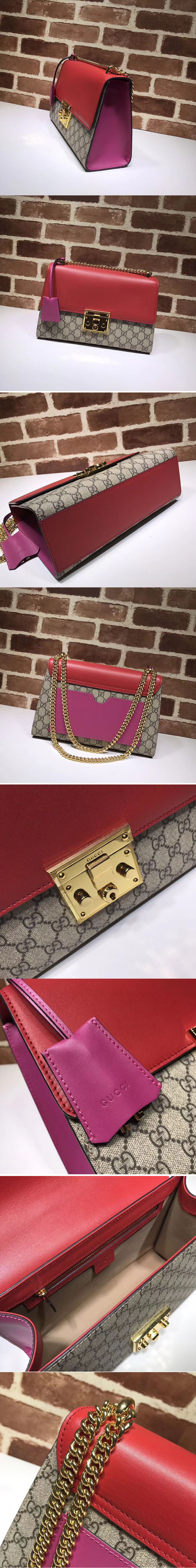 Replica Gucci 409486 Padlock GG Supreme Shoulder Bags Red