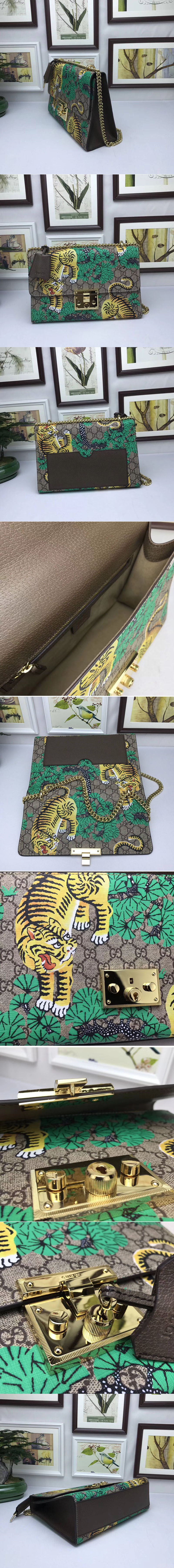 Replica Gucci 409486 Padlock Tiger GG Shoulder Bags Green