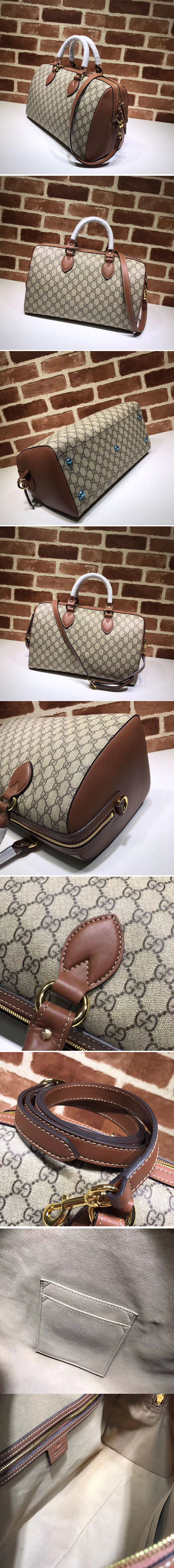 Replica Gucci 409527 GG Supreme Boston Bag Brown