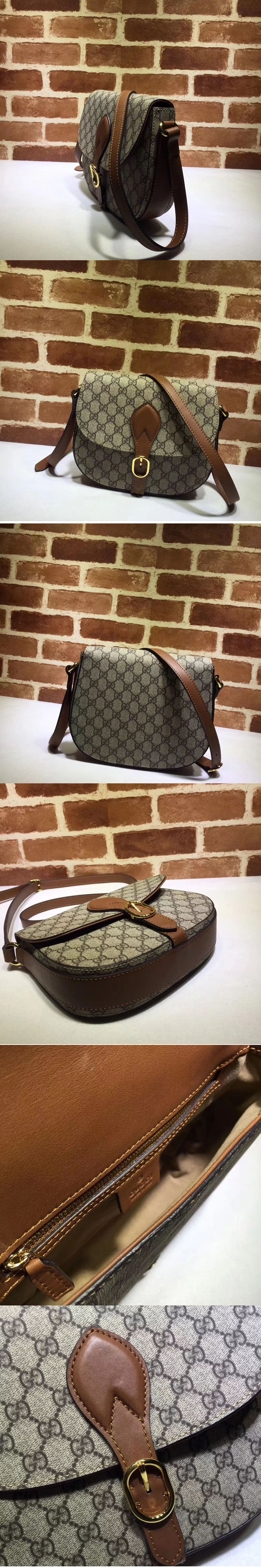 Replica Gucci 432150 GG Supreme Canvas Leather Shoulder Bags Brown