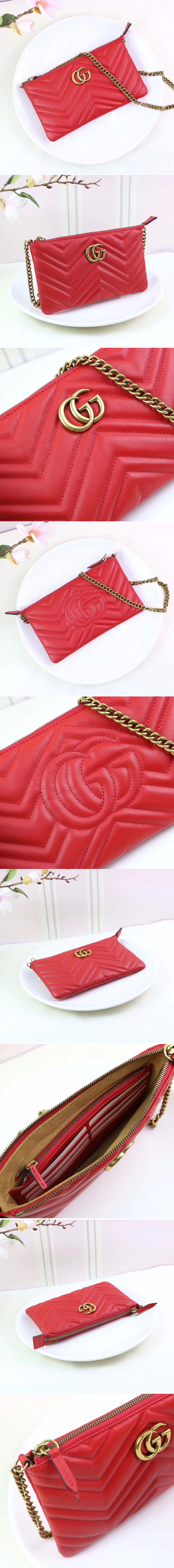 Replica Gucci 443447 GG Marmont mini chain bags Red