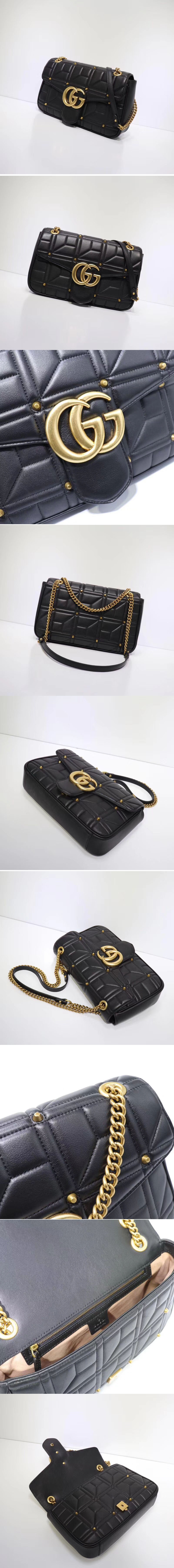 Replica Gucci 443496 GG Marmont Matelasse Shoulder Bag Black