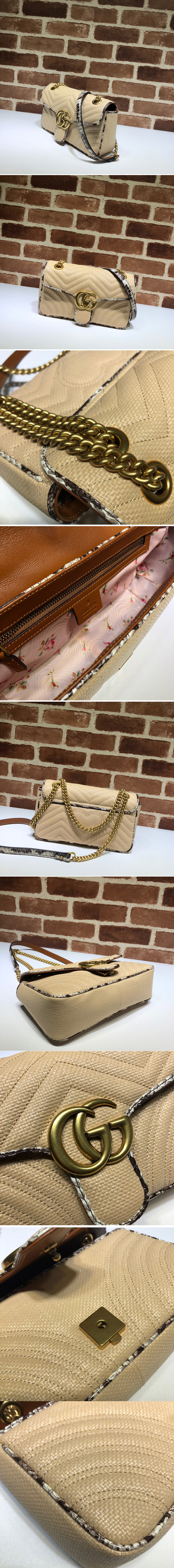 Replica Gucci 443497 GG Marmont small shoulder bag in Beige Python