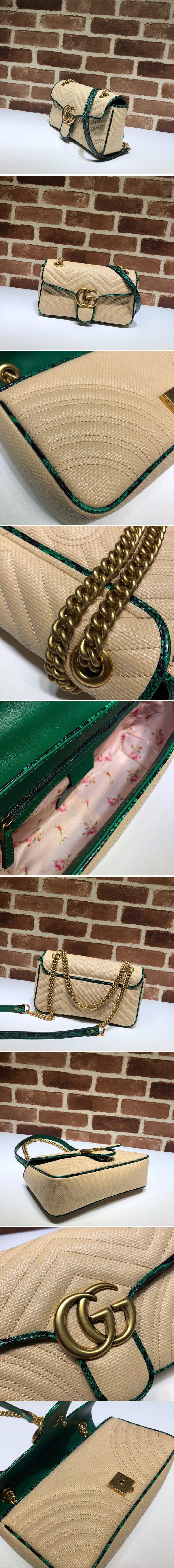 Replica Gucci 443497 GG Marmont small shoulder bag in Green Python