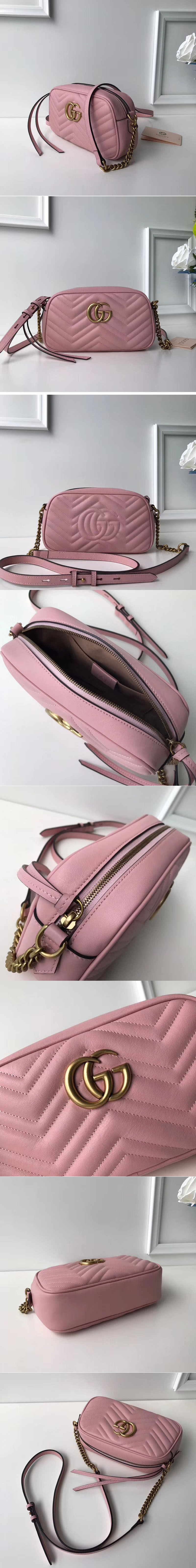 Replica Gucci 447632 GG Marmont Matelasse Shoulder Bags Pink