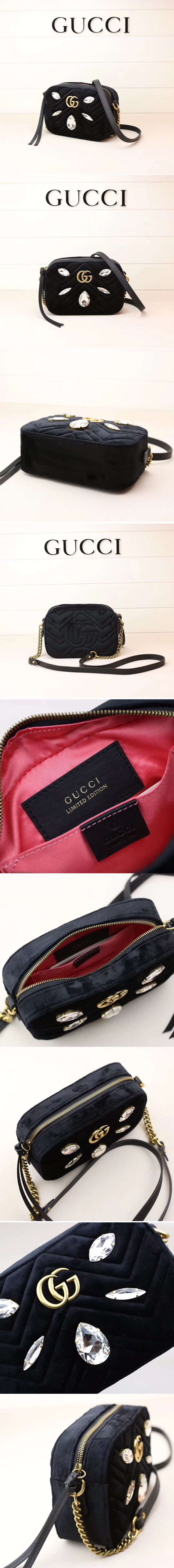 Replica Gucci 448065 GG Marmont mini bags Black Velvet