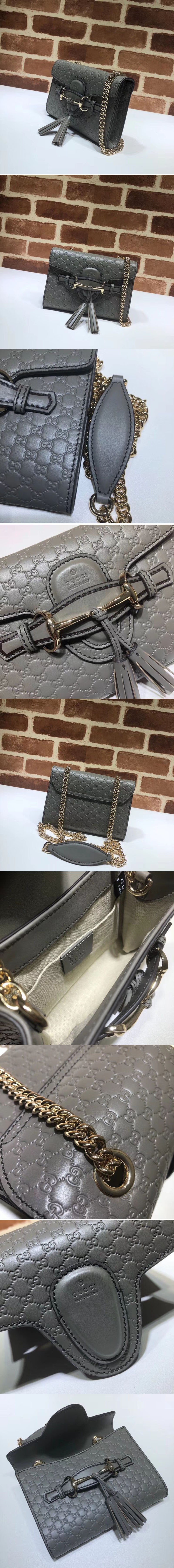 Replica Gucci 449636 Grey Micro GG Guccissima Leather MINI Emily Crossbody Purse Bags