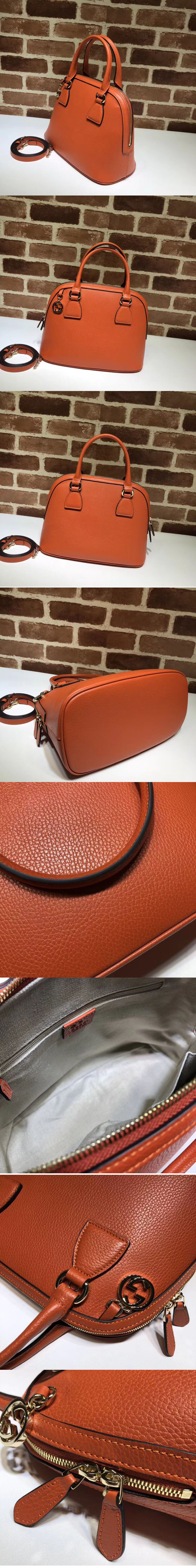 Replica Gucci 449662 GG Calf leather top quality tote bags Orange