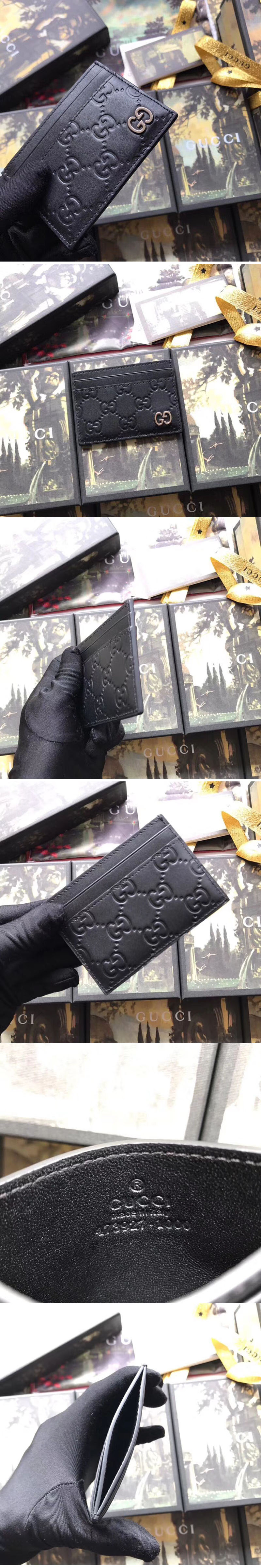 Replica Gucci ‎473927 Signature card case Black