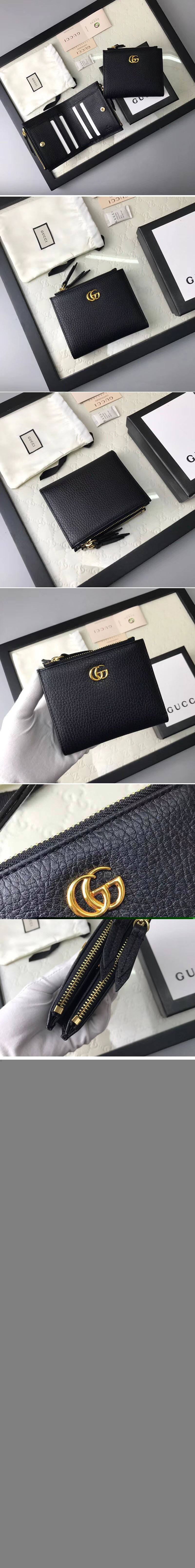 Replica Gucci 474747 Calfskin Leather Wallet Black