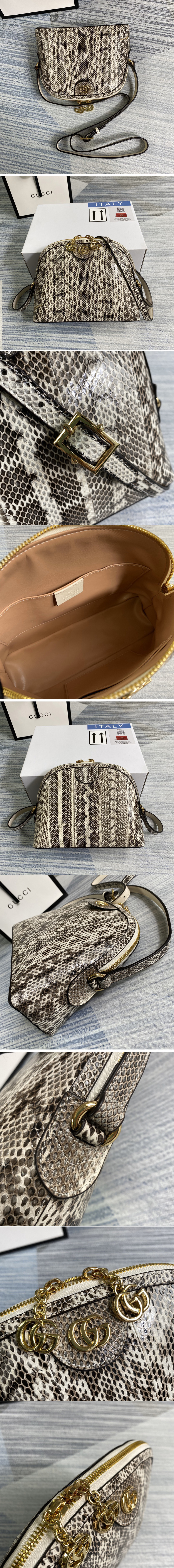 Replica Gucci 499621 Ophidia small snakeskin shoulder bag in Grey snakeskin