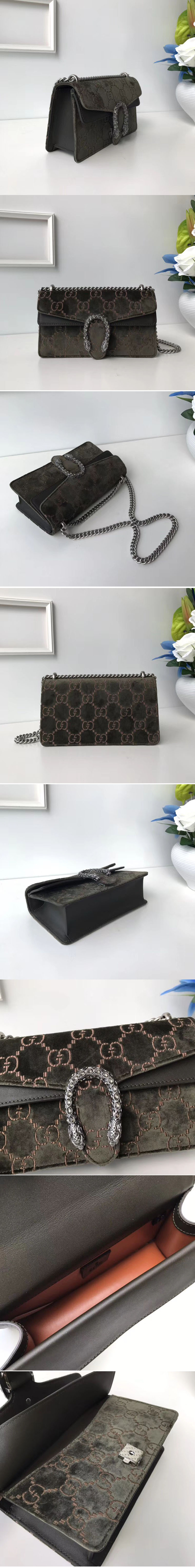 Replica Gucci 499623 Dionysus GG Olive Velvet Small Shoulder Bags