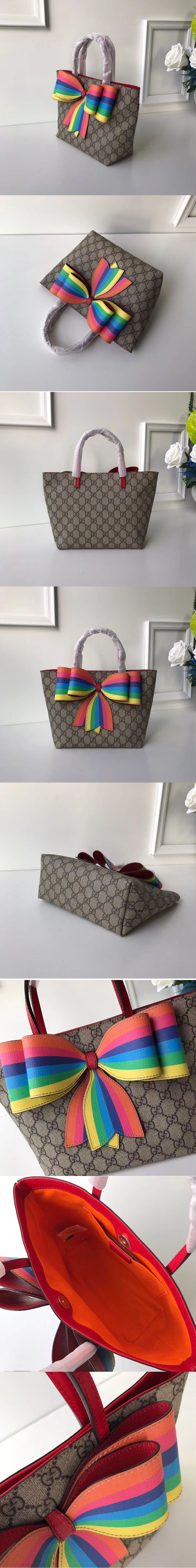 Replica Gucci 501804 Children's GG Supreme Check Bow Tote Bags