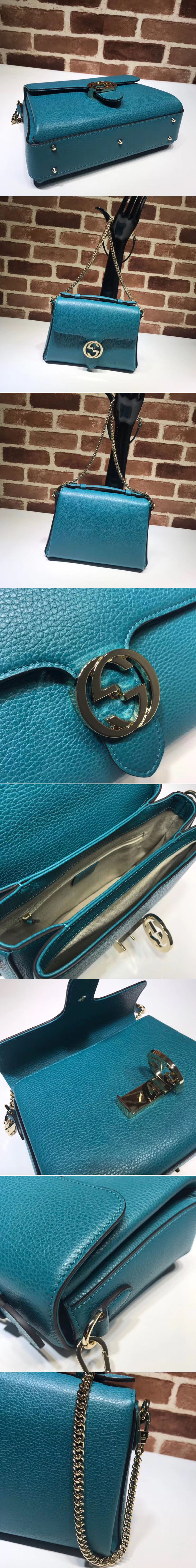 Replica Gucci 510302 Interlocking GG Leather Crossbody Bags Blue