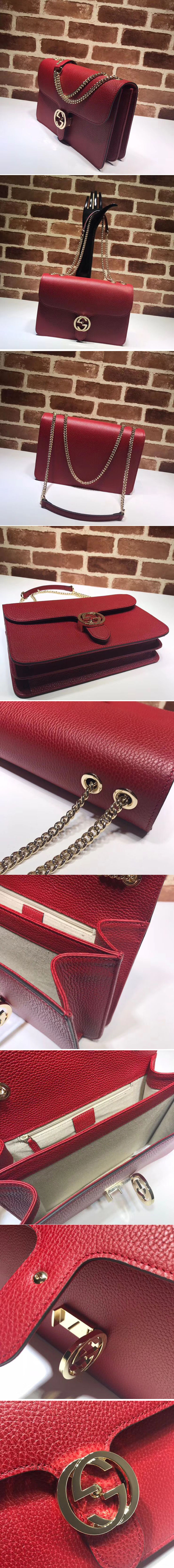 Replica Gucci 510303 Interlocking GG Leather Crossbody Bags Red