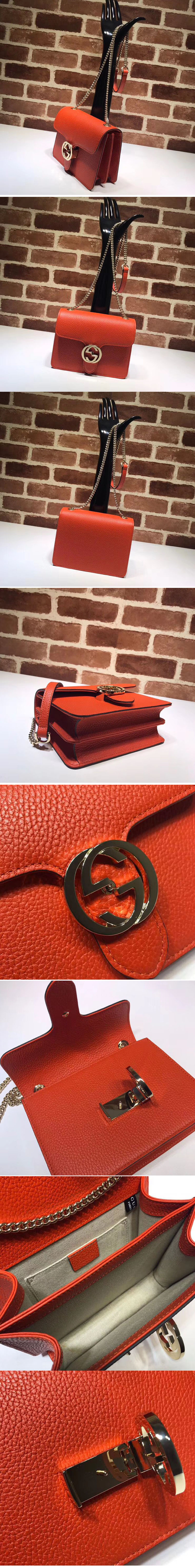 Replica Gucci 510304 Interlocking GG Leather Crossbody Bag Orange