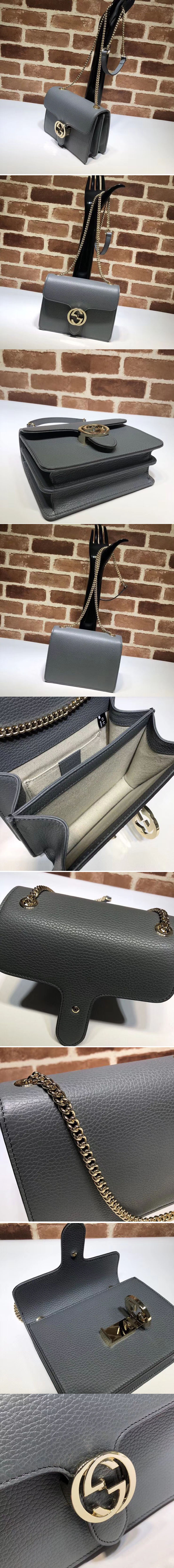 Replica Gucci 510304 Interlocking GG Leather Crossbody Bags Grey