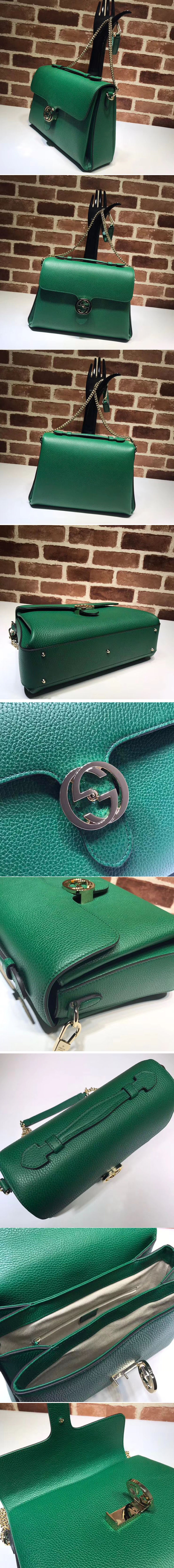 Replica Gucci 510306 Interlocking GG Leather Crossbody Bags Green