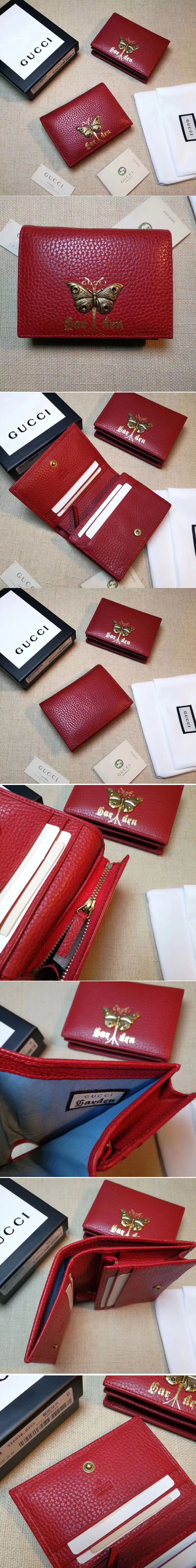 Replica Gucci Garden Butterfly Leather Card Case 516938 Red