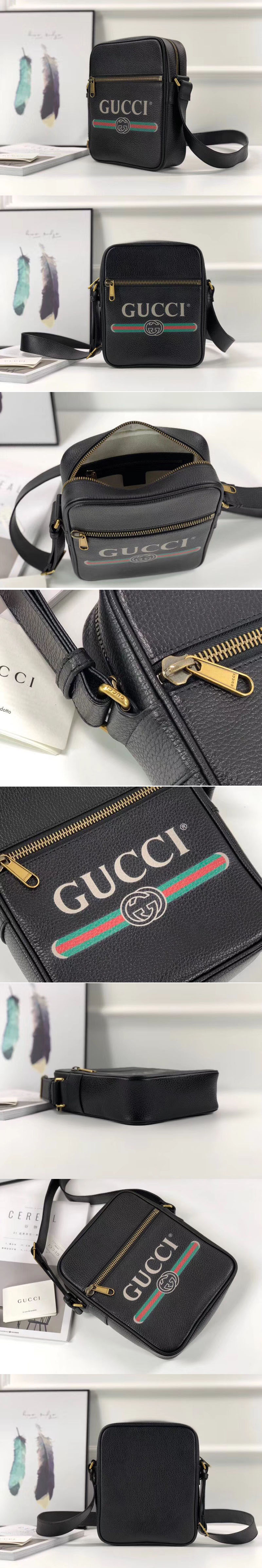 Replica Gucci 523591 Print Messenger Bags Black