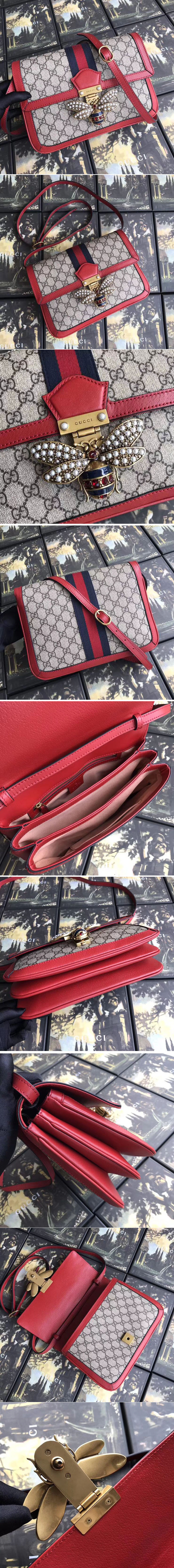 Replica Gucci 524356 Queen Margaret GG Supreme Medium Shoulder Bags Red