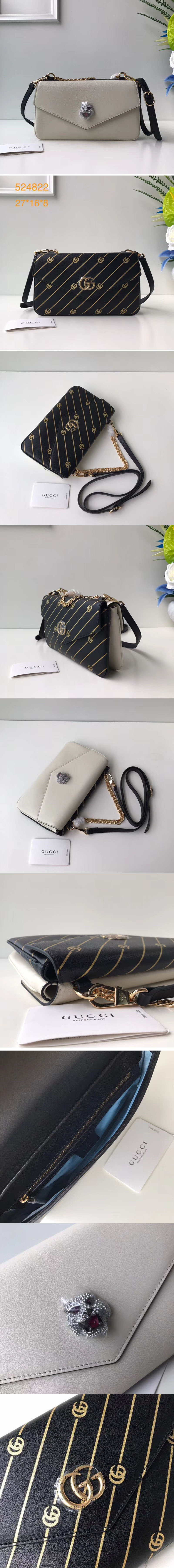 Replica Gucci 524822 Medium double shoulder bags Black/White