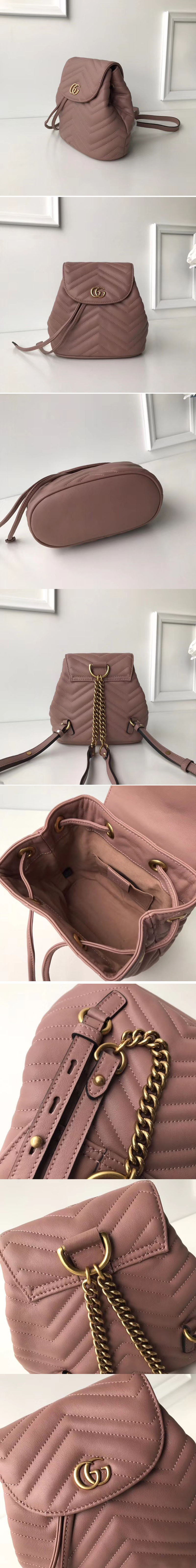 Replica Gucci 528129 GG Marmont matelasse backpack Pink