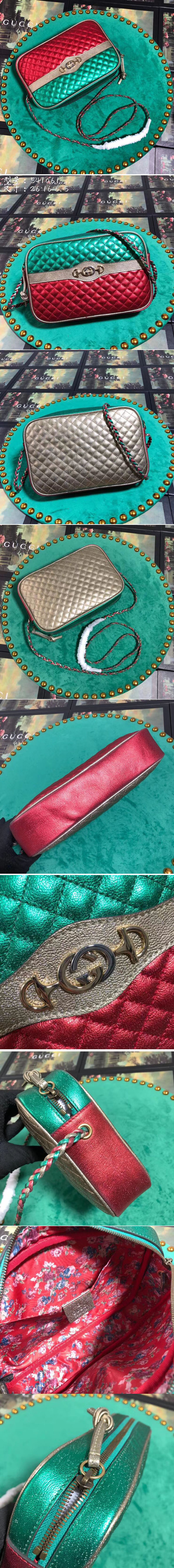 Replica Gucci 541061 Laminated Leather Small Shoulder Bag Red And Green