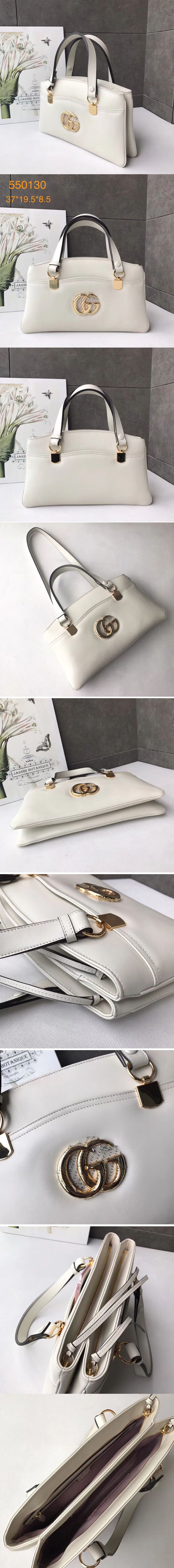 Replica Gucci 550130 Arli Large Top Handle Bag White Leather