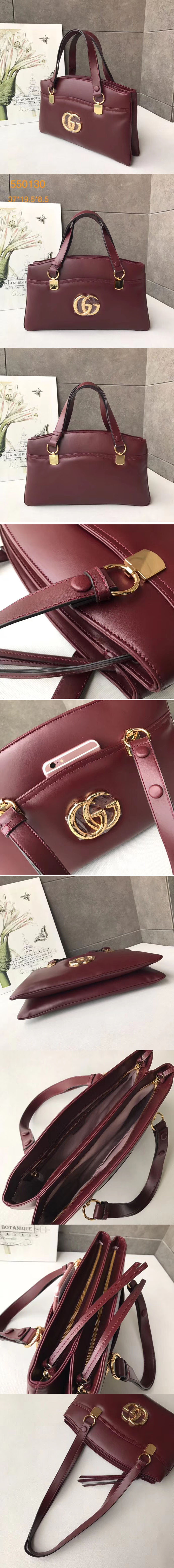 Replica Gucci 550130 Arli Large Top Handle Bag Wine Leather