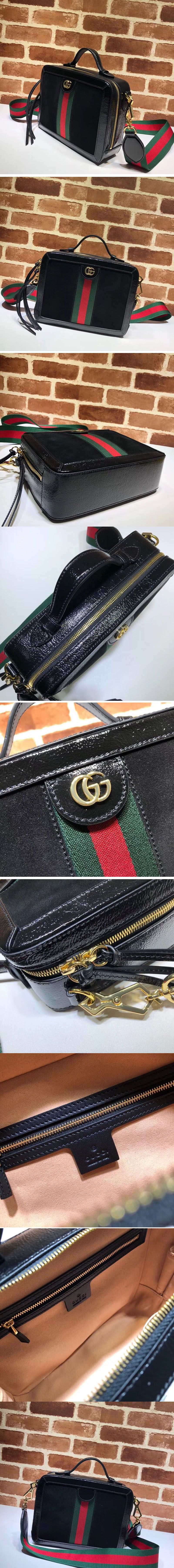 Replica Gucci 550622 Ophidia Suede Small Shoulder Bags Black