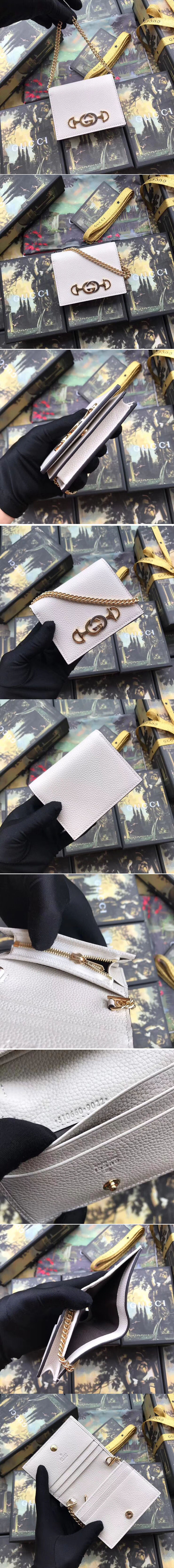 Replica Gucci 570660 Zumi grainy leather card case White grainy leather