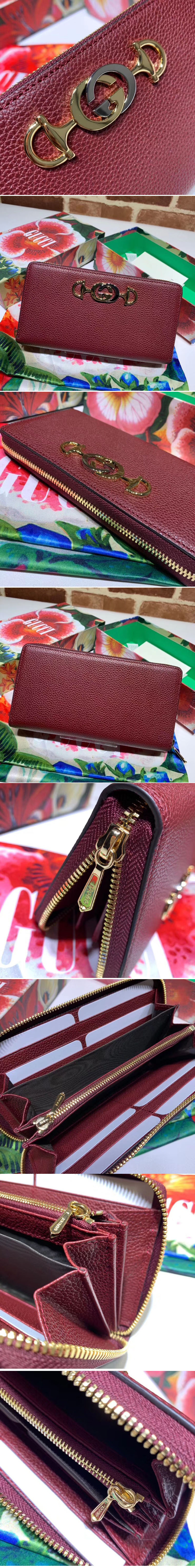 Replica Gucci 570661 Zumi zip around wallet Bordeaux Leather