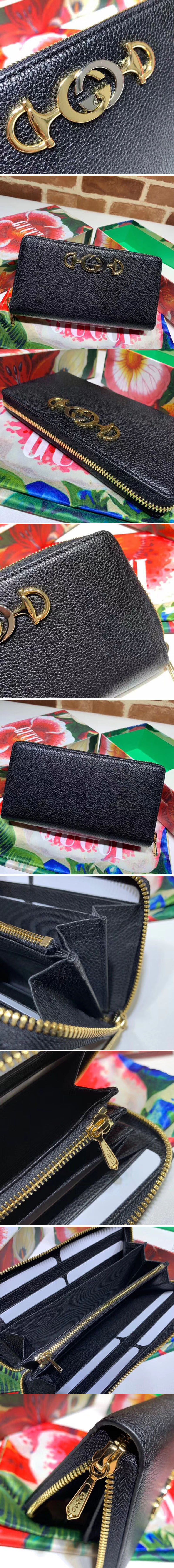 Replica Gucci 570661 Zumi zip around wallet Black Leather