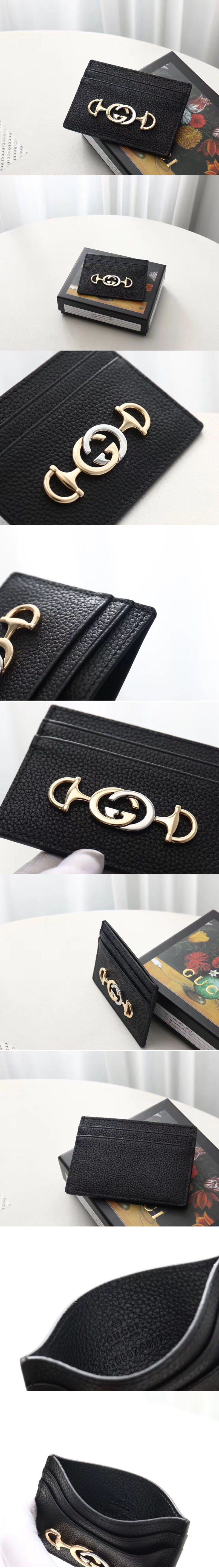 Replica Gucci 570679 Zumi grainy leather card case Black grainy leather