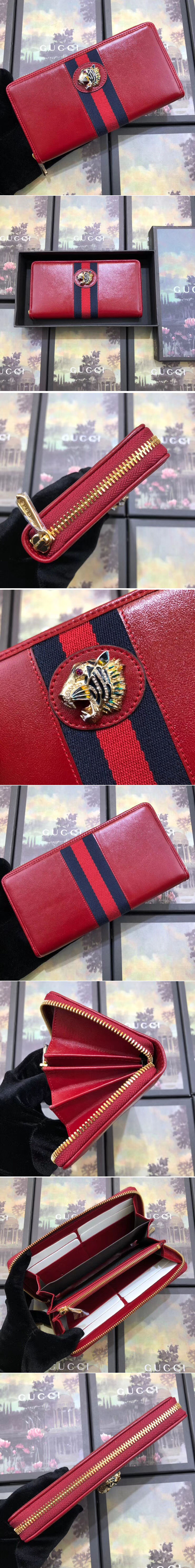 Replica Gucci 573791 Rajah zip around wallet Red leather