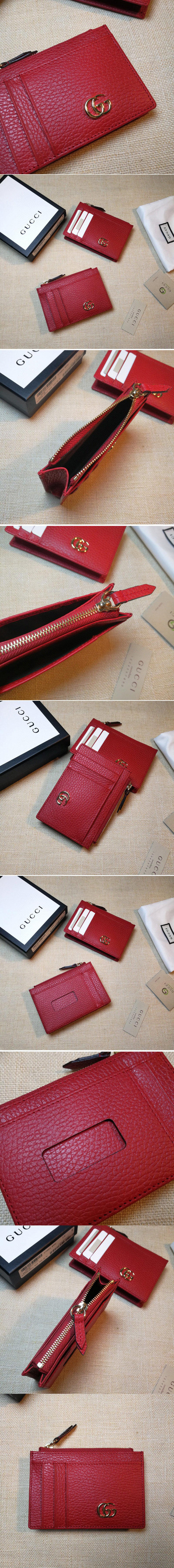 Replica Gucci 574804 GG Marmont card case in Red Leather