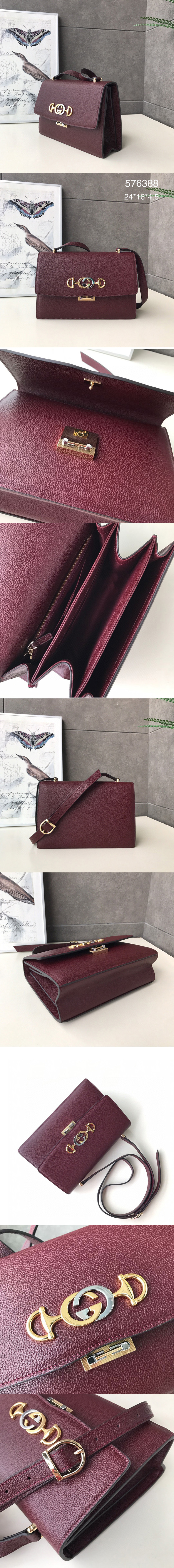 Replica Gucci 576388 Zumi grainy leather small shoulder bag in Burgundy grainy leather