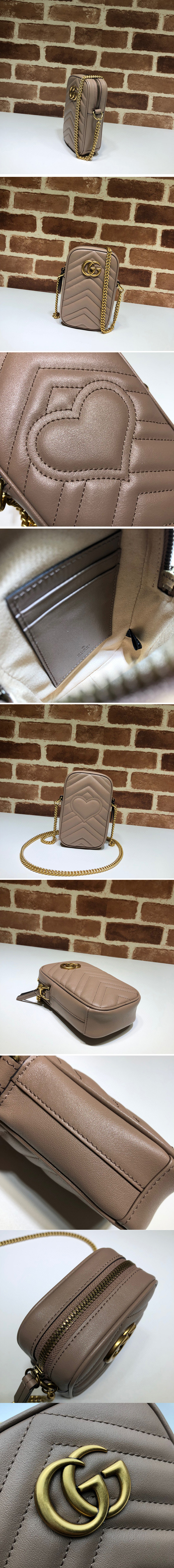 Replica Gucci 598597 GG Marmont mini bag in Apricot matelasse chevron leather