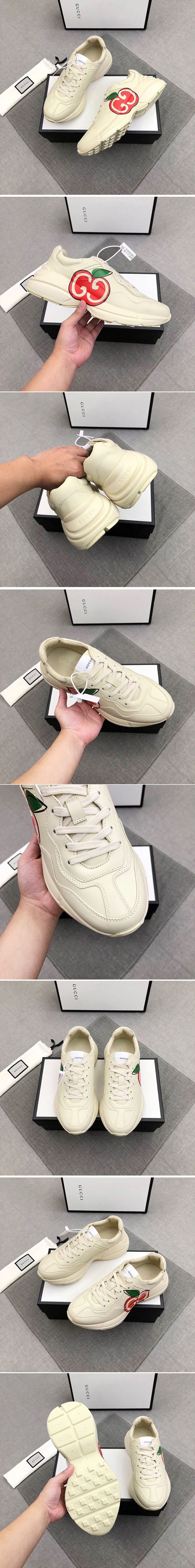 Replica Mens and Womens Gucci 609343 Rhyton GG apple sneaker