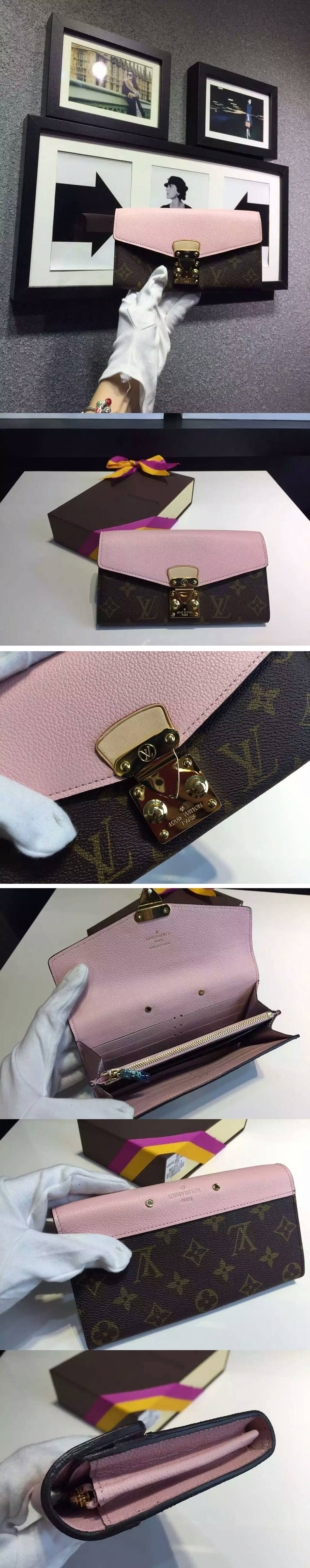 Replica Louis Vuitton M61279 Monogram Canvas Pallas Wallet Rose Ballerine