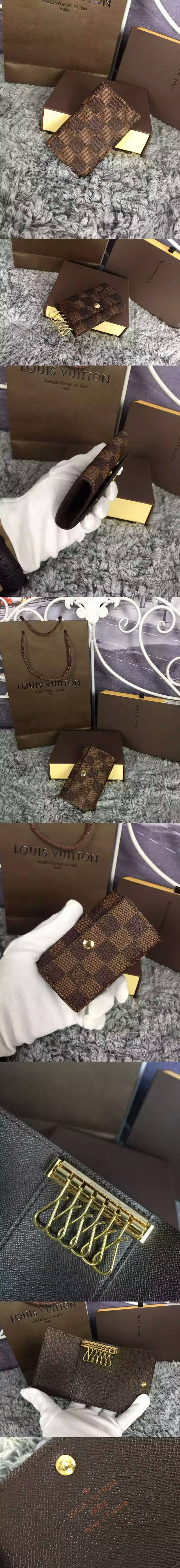 Replica Louis Vuitton N62630 Damier Ebene Canvas 6 Key Holder 