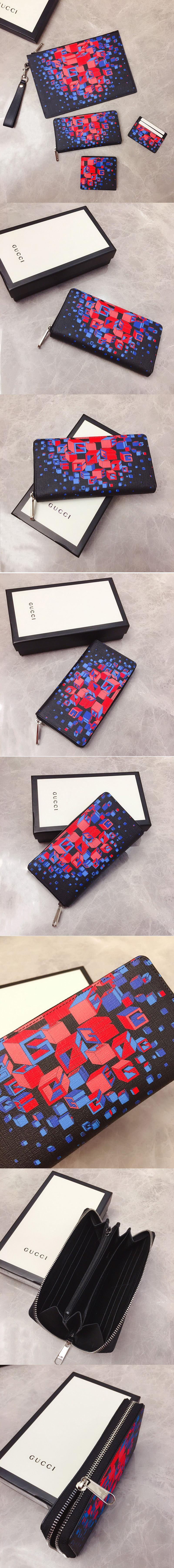 Replica Gucci 628467 Square G space print zip around wallet in Supreme canvas