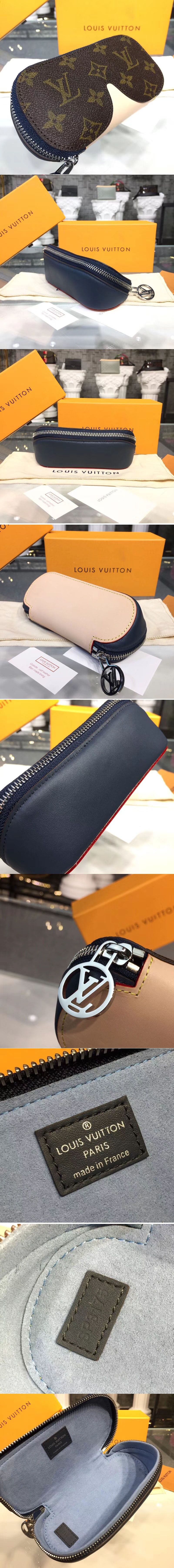 Replica Louis Vuitton GI0197 LV Glasses Cases Emilie Monogram Canvas And VVN Leather Navy Blue