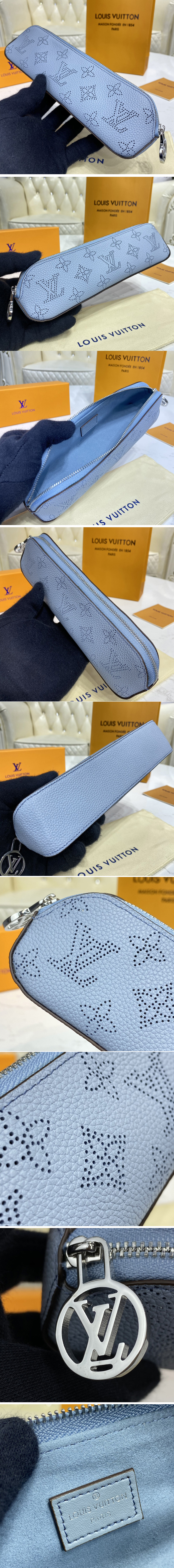 Replica Louis Vuitton GI0397 LV Elisabeth pencil pouch in Blue Mahina leather