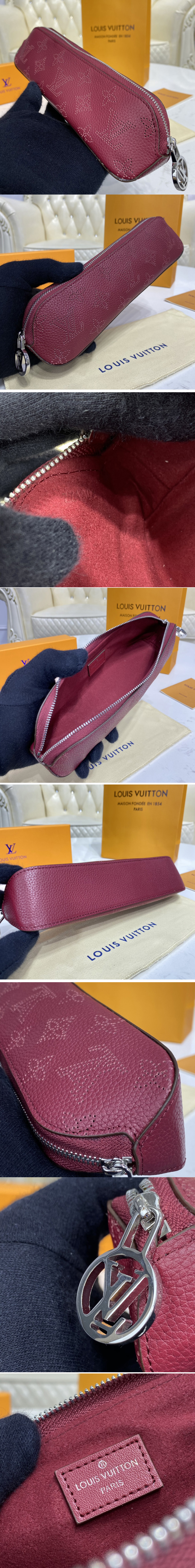 Replica Louis Vuitton GI0397 LV Elisabeth pencil pouch in Purple Mahina leather