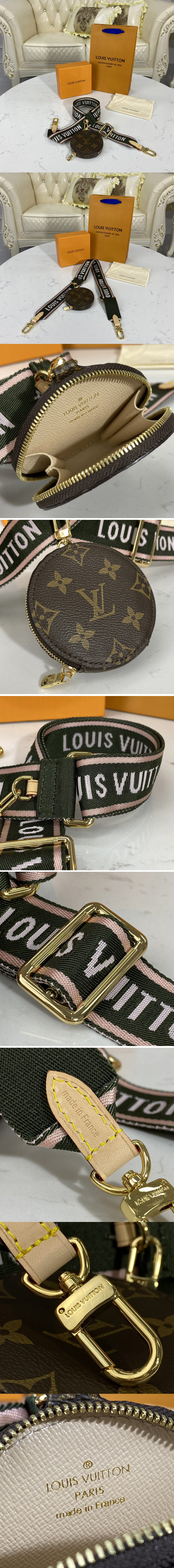 Replica Louis Vuitton J02493 LV bandouliere Jacquard Strap in Khaki Green Nylon and Monogram coated canvas