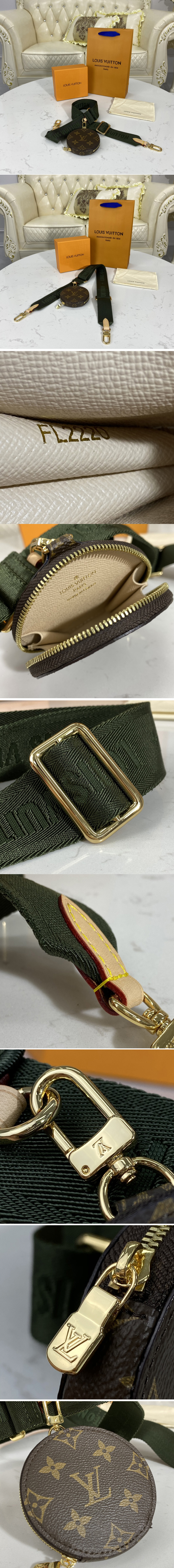 Replica Louis Vuitton J02493 LV bandouliere Jacquard Strap in Khaki Green Nylon and Monogram coated canvas